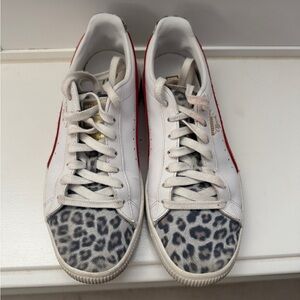 Women's size 8 Puma Sneakers with Leopard Toe.